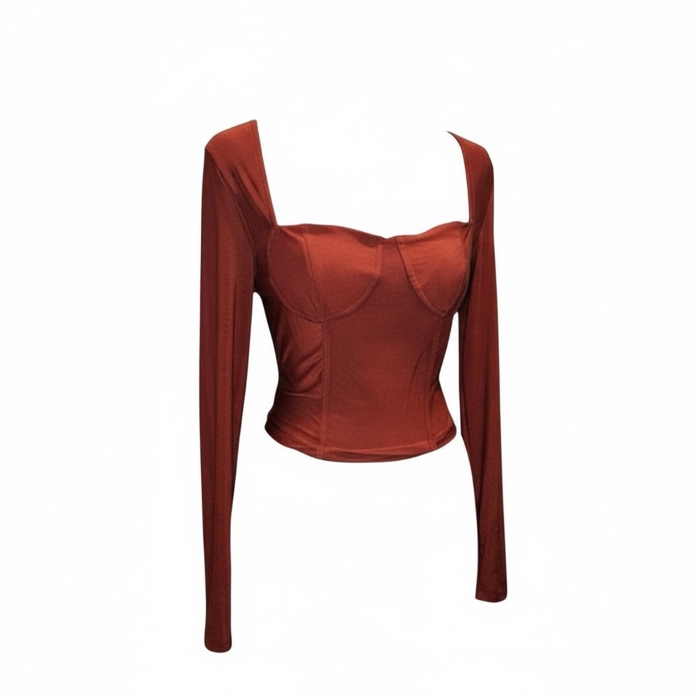 SHEIN Brown Mesh Top and Skirt Set Large - Picture 2 of 11